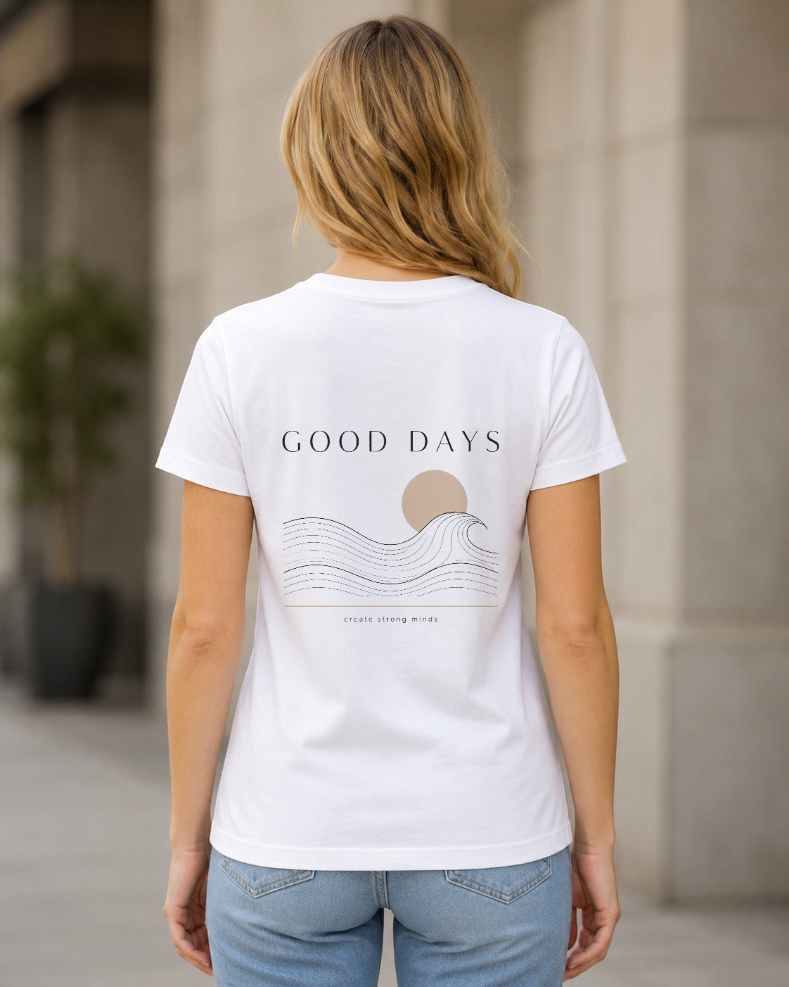 Good Days T-Shirt – Frauen Shirt Weiss, Rückenprint