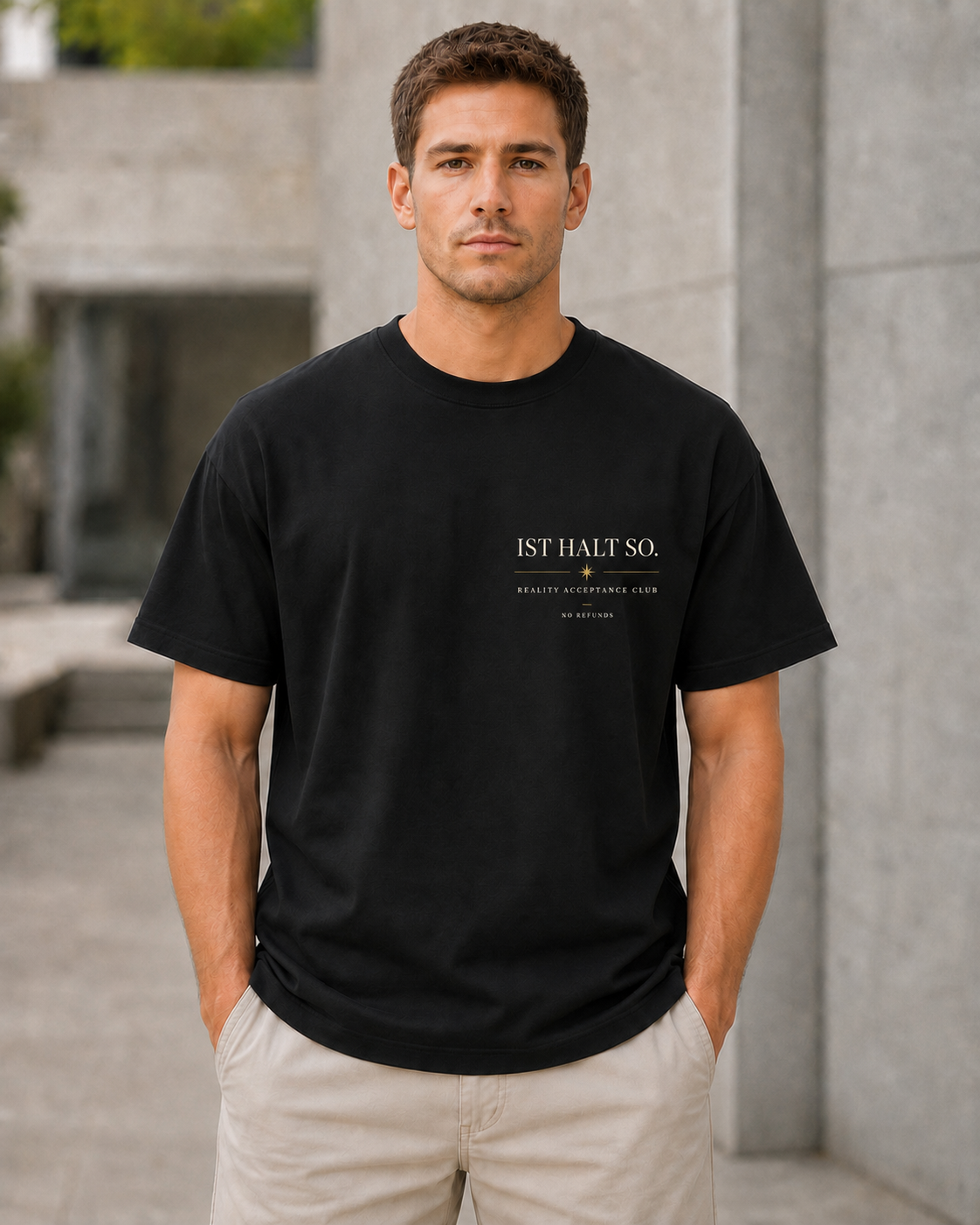 Ist Halt So T-Shirt – Heavyweight Oversize Shirt Schwarz, Frontprint