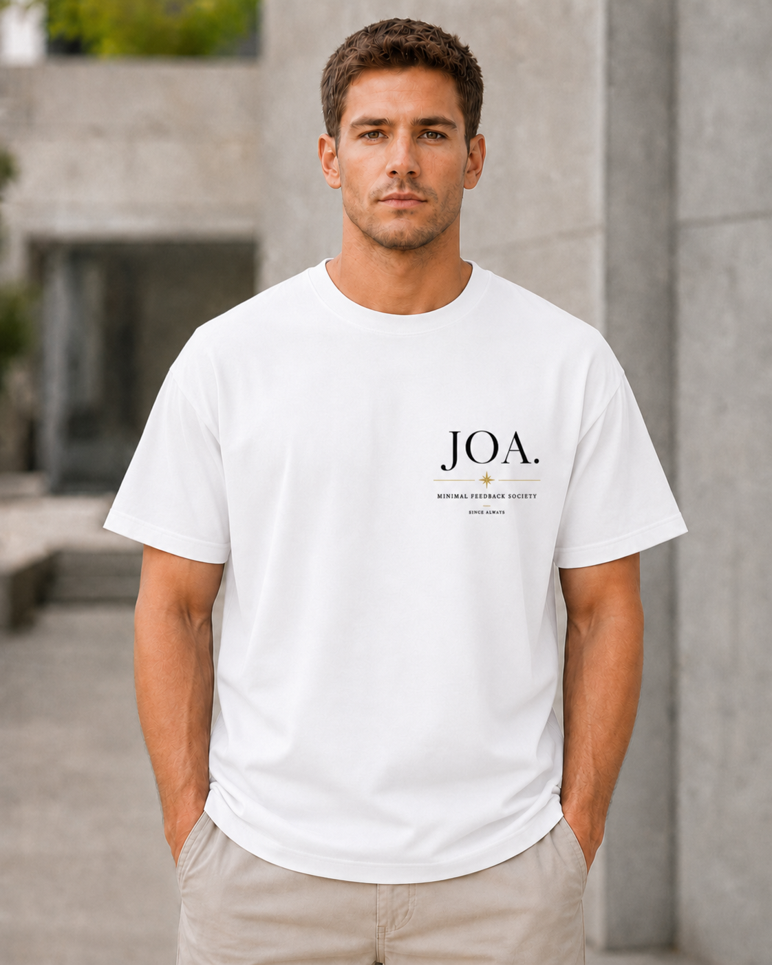 Joa T-Shirt – Heavyweight Oversize Shirt Weiss, Frontprint