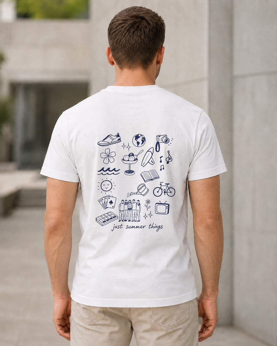 Just Summer Things T-Shirt – Bio-Baumwolle Shirt Weiss, Rückenprint