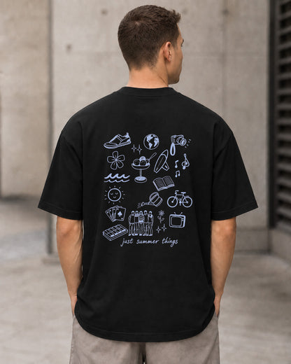 Just Summer Things T-Shirt – Heavyweight Oversize Shirt Schwarz, Rückenprint