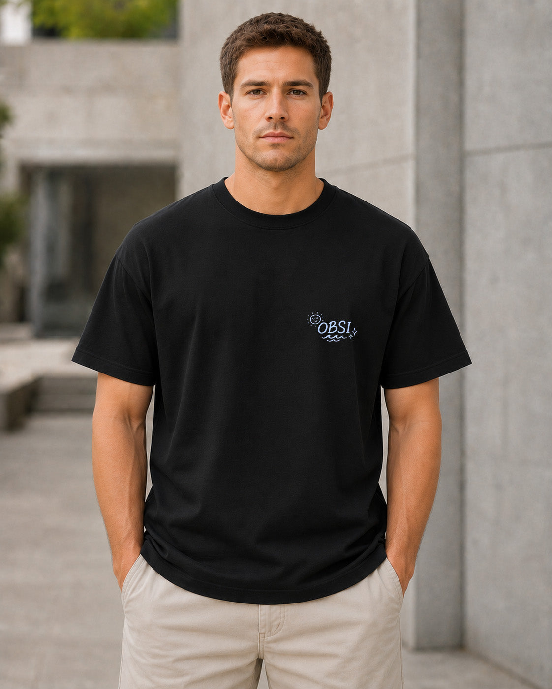 Just Summer Things T-Shirt – Heavyweight Oversize Shirt Schwarz, Frontansicht