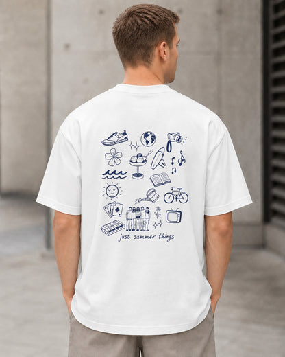 Just Summer Things T-Shirt – Heavyweight Oversize Shirt Weiss, Rückenprint