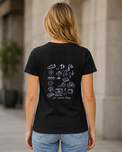 Just Summer Things T-Shirt – Frauen Shirt Schwarz, Rückenprint
