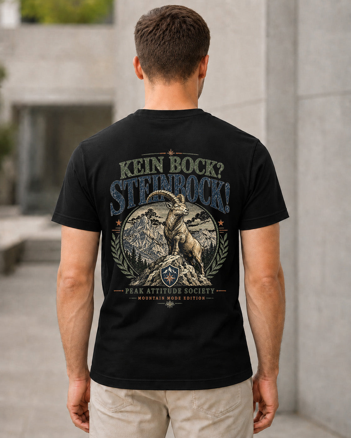 Kein Bock Steinbock T-Shirt – Bio-Baumwolle Shirt Schwarz, Rückenprint
