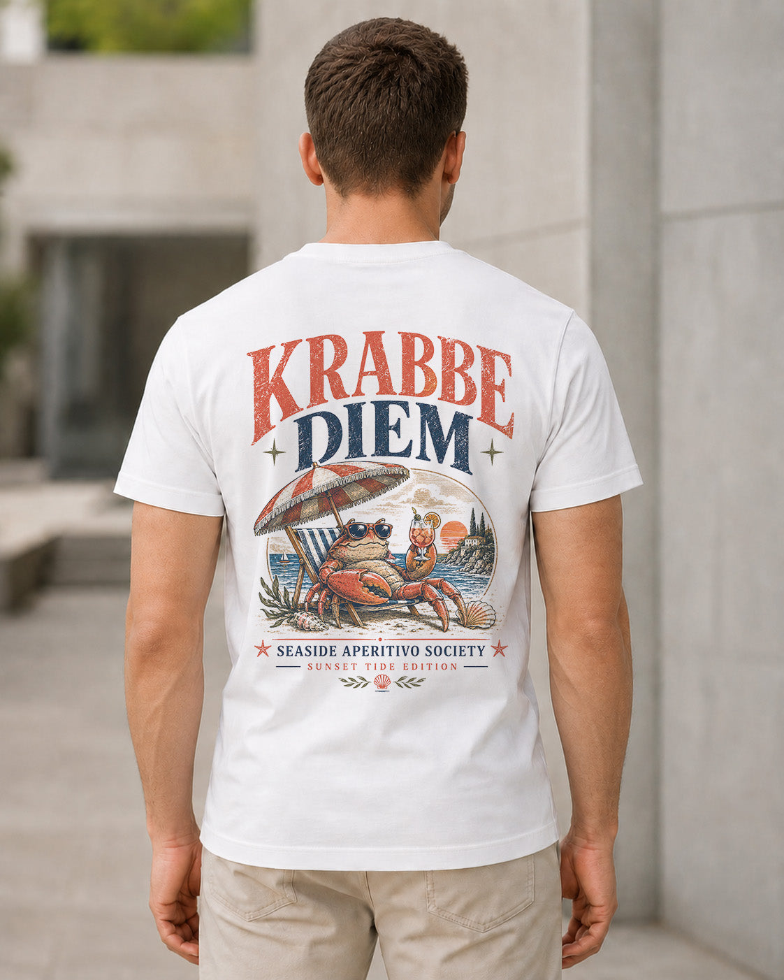 Krabbe Diem T-Shirt – Bio-Baumwolle Shirt Weiss, Rückenprint