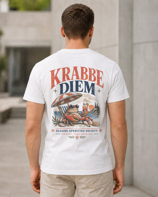 Krabbe Diem T-Shirt – Bio-Baumwolle Shirt Weiss, Rückenprint