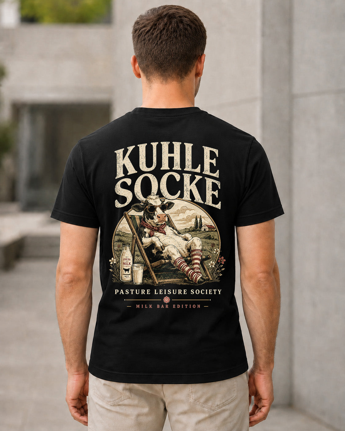 Kuhle Socke T-Shirt – Bio-Baumwolle Shirt Schwarz, Rückenprint
