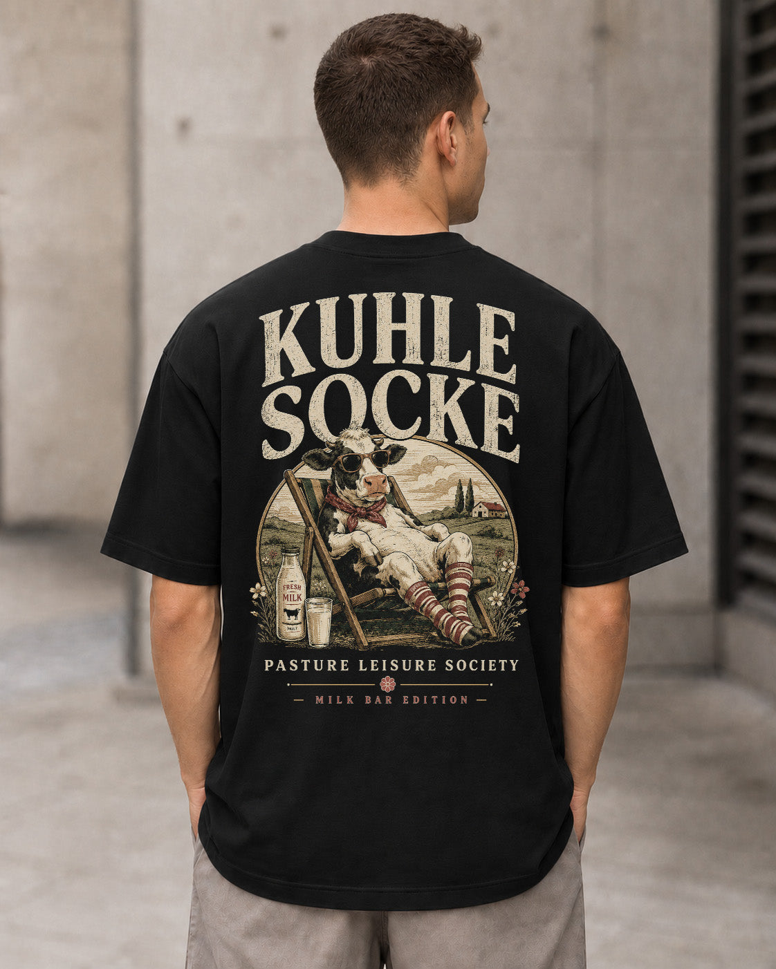 Kuhle Socke T-Shirt – Heavyweight Oversize Shirt Schwarz, Rückenprint