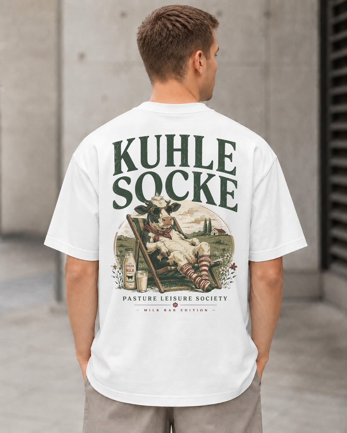 Kuhle Socke T-Shirt – Heavyweight Oversize Shirt Weiss, Rückenprint