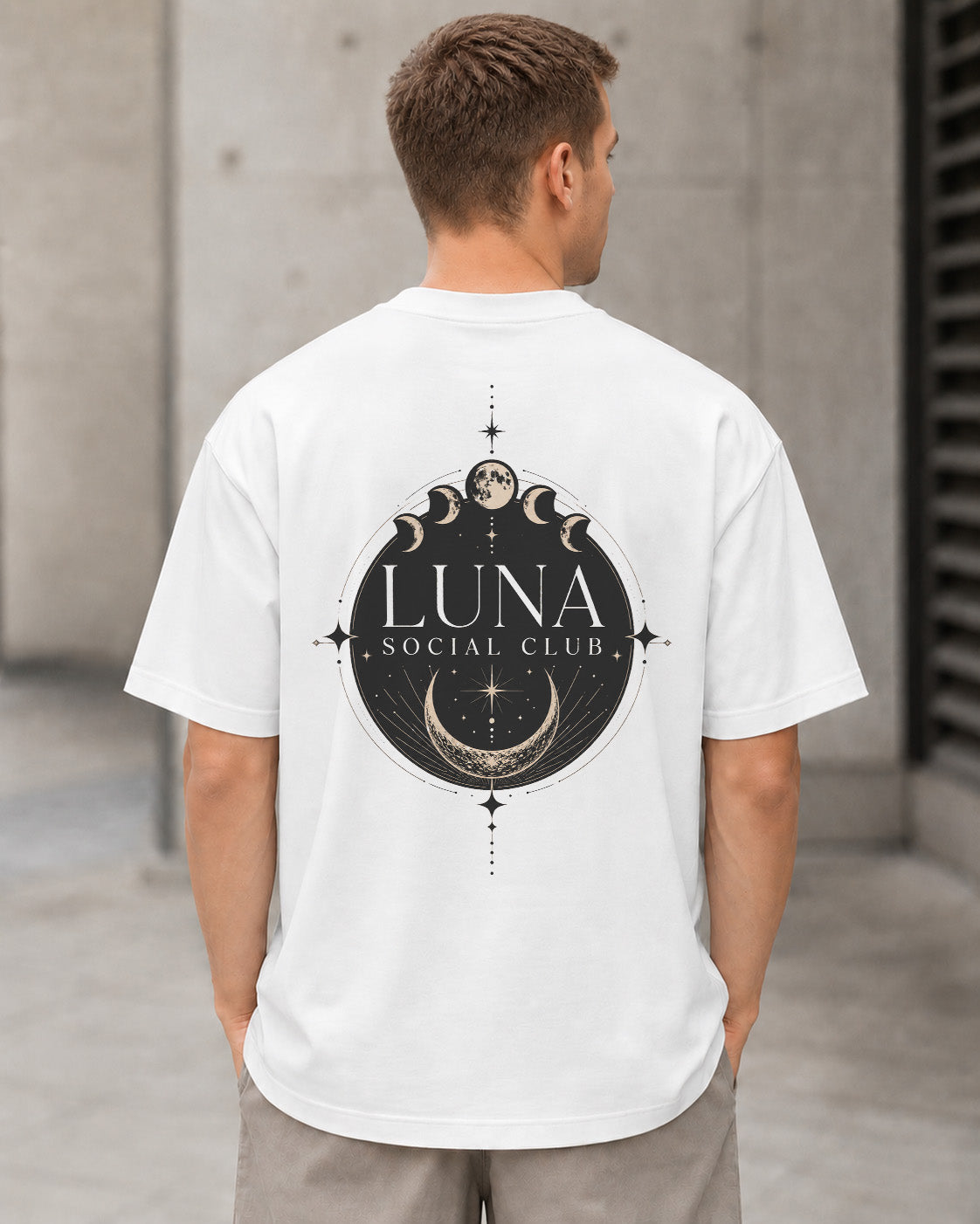 Luna Social Club T-Shirt – Heavyweight Oversize Shirt Weiss, Rückenprint