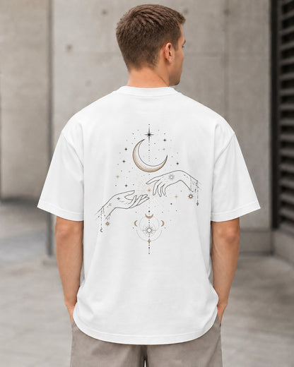 Lunar Hand T-Shirt – Heavyweight Oversize Shirt Weiss, Rückenprint