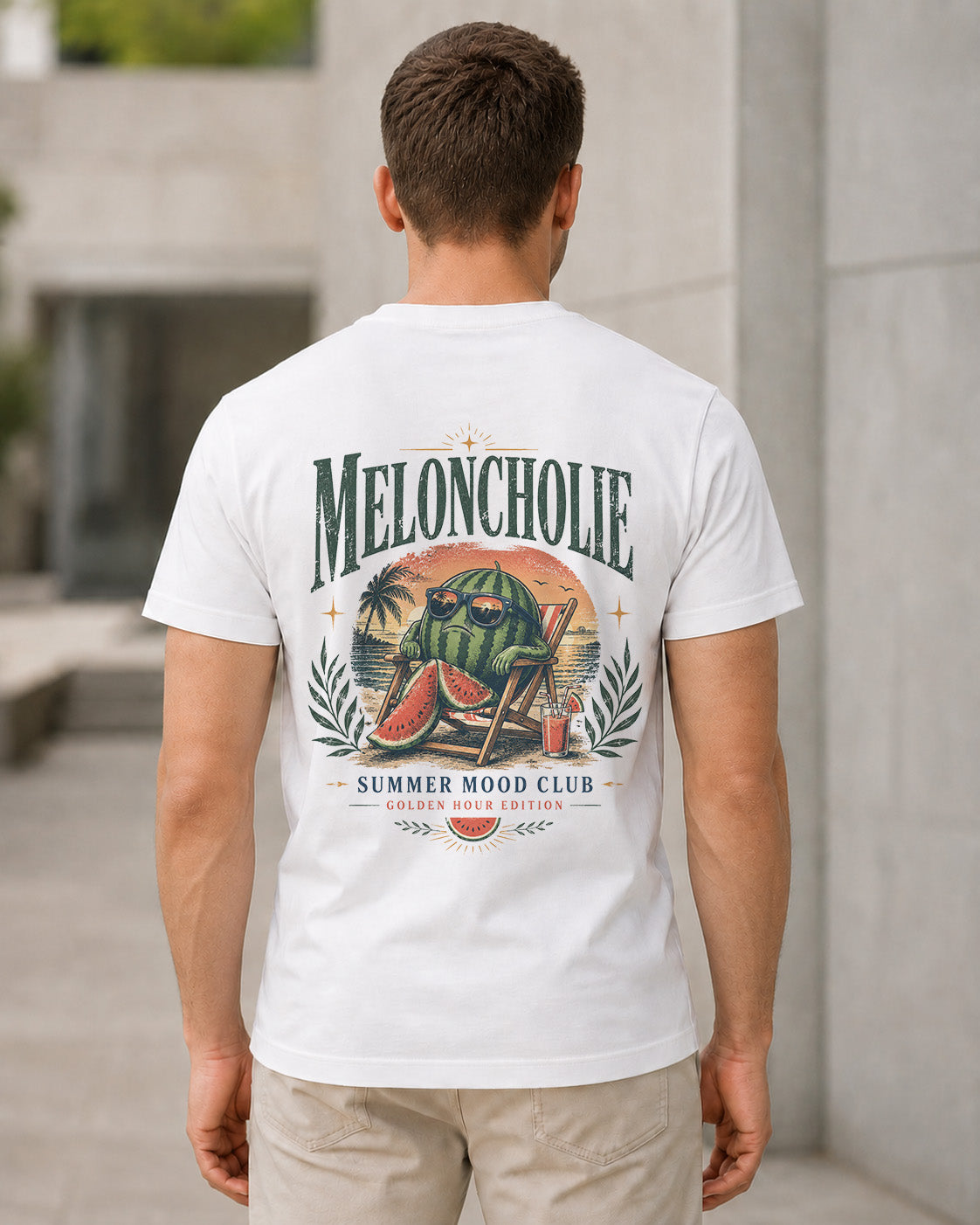 Meloncholie T-Shirt – Bio-Baumwolle Shirt Weiss, Rückenprint