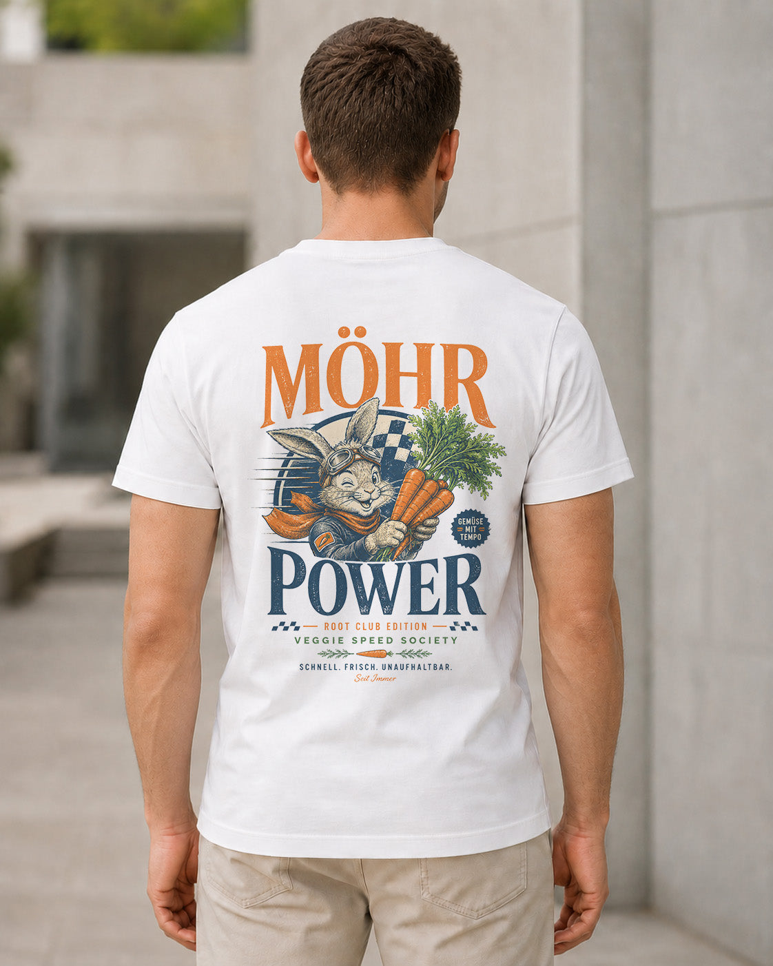 Möhr Power T-Shirt – Bio-Baumwolle Shirt Weiss, Rückenprint