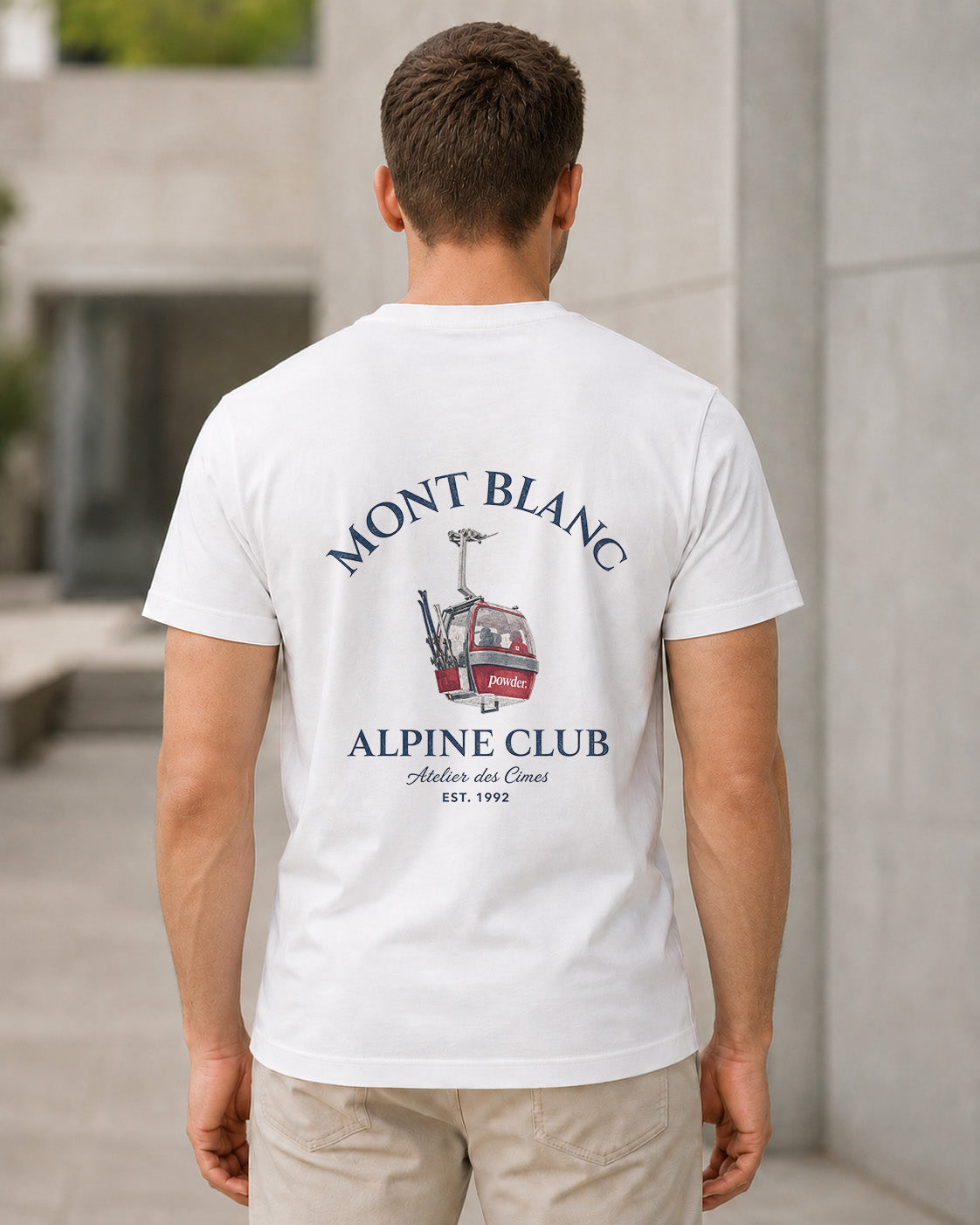 Mont Blanc Alpine Club T-Shirt – Bio-Baumwolle Shirt Weiss, Rückenprint