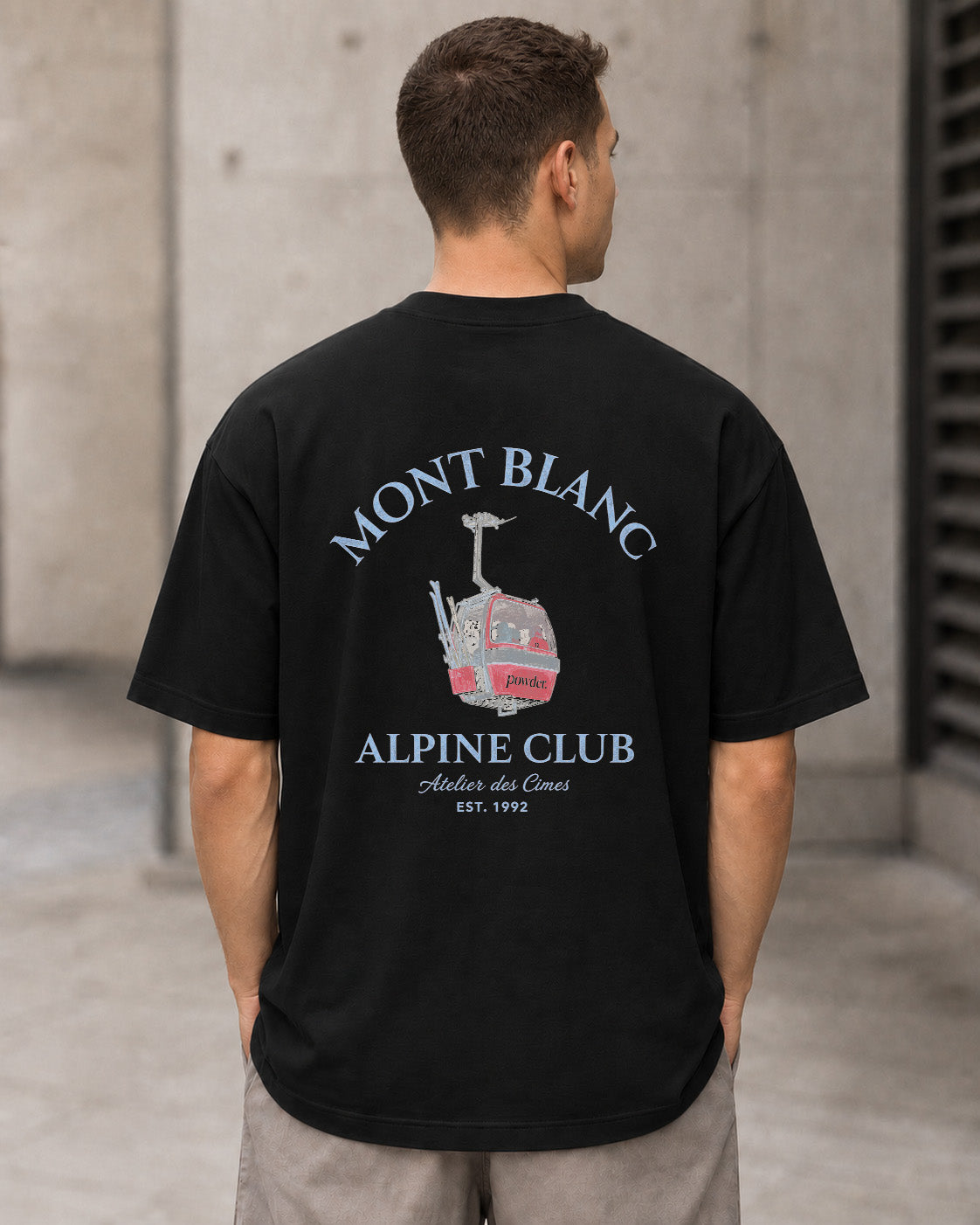 Mont Blanc Alpine Club T-Shirt – Heavyweight Oversize Shirt Schwarz, Rückenprint