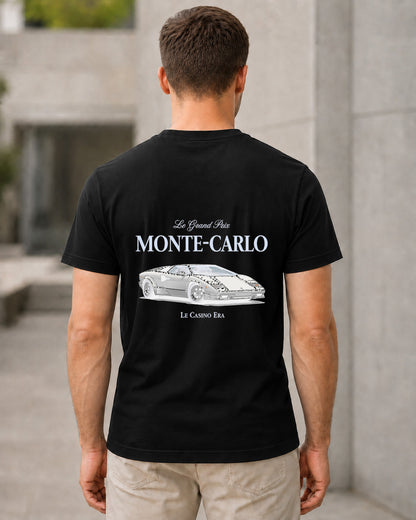 Monte-Carlo T-Shirt – Bio-Baumwolle Shirt Schwarz, Rückenprint