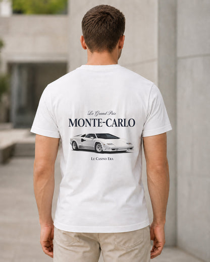 Monte-Carlo T-Shirt – Bio-Baumwolle Shirt Weiss, Rückenprint