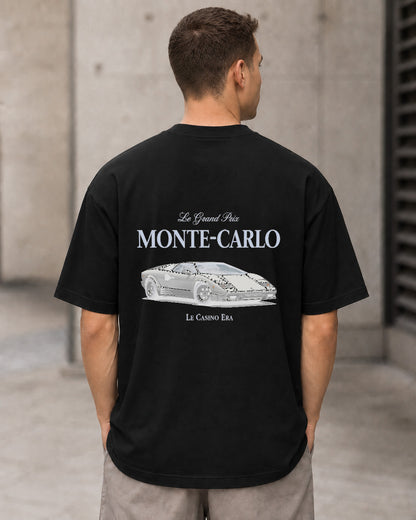 Monte-Carlo T-Shirt – Heavyweight Oversize Shirt Schwarz, Rückenprint