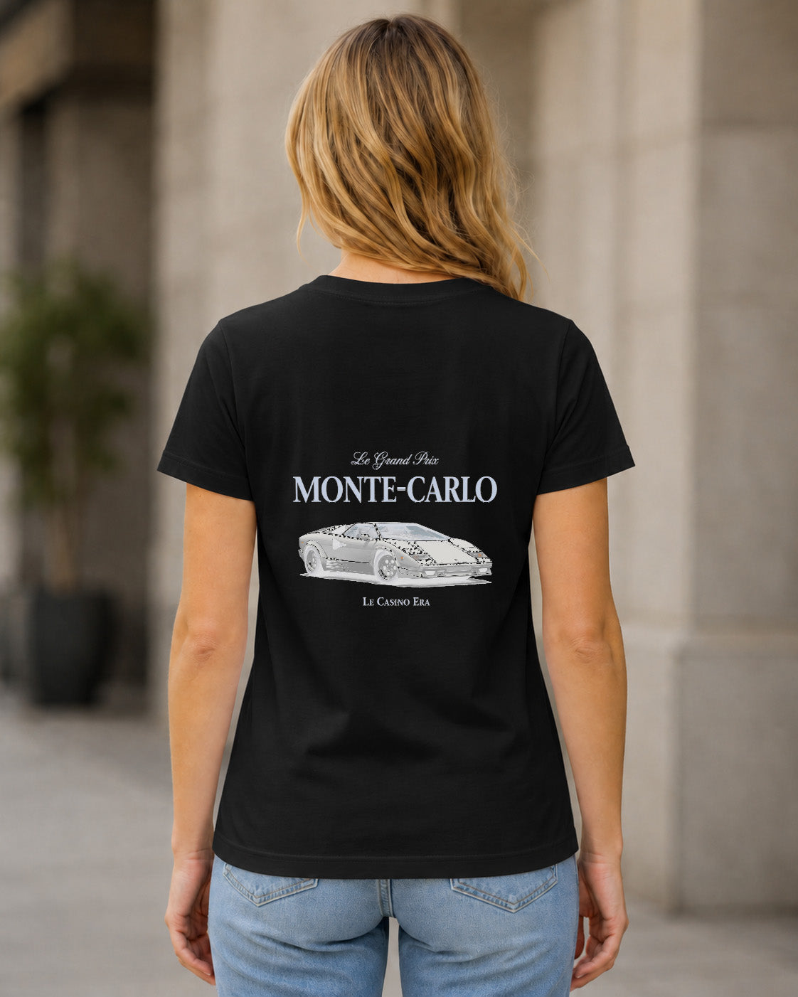 Monte-Carlo T-Shirt – Frauen Shirt Schwarz, Rückenprint