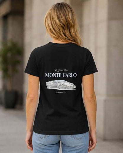 Monte-Carlo T-Shirt – Frauen Shirt Schwarz, Rückenprint