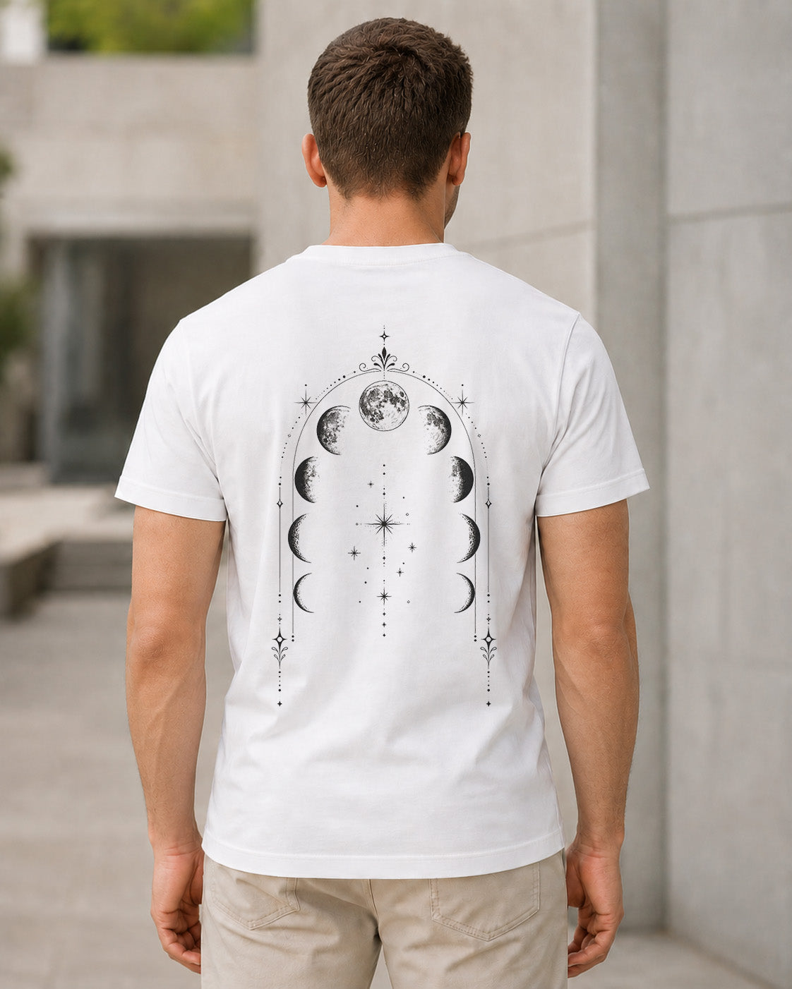 Moon Arch T-Shirt – Bio-Baumwolle Shirt Weiss, Rückenprint