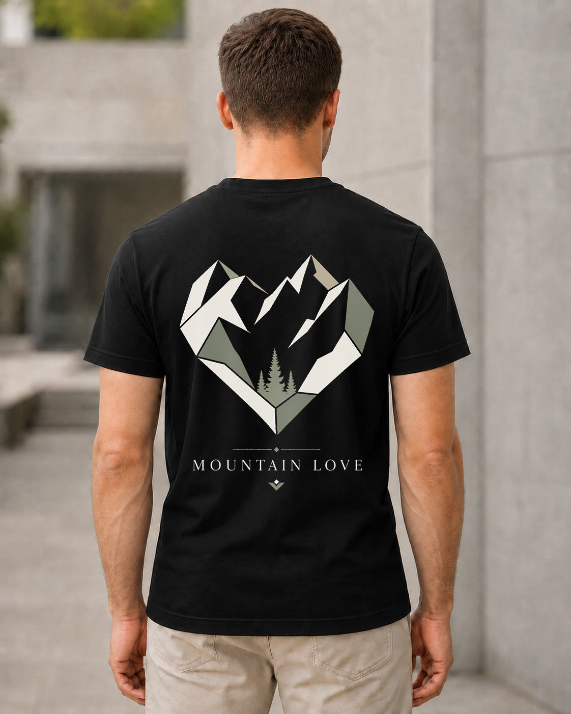 Mountain Love Peaks T-Shirt – Bio-Baumwolle Shirt Schwarz, Rückenprint