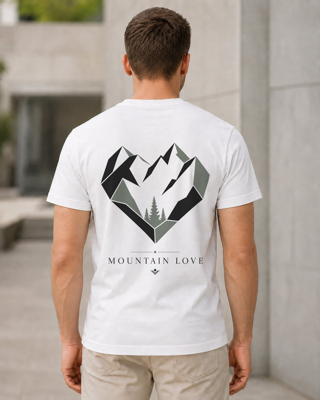 Mountain Love Peaks T-Shirt – Bio-Baumwolle Shirt Weiss, Rückenprint
