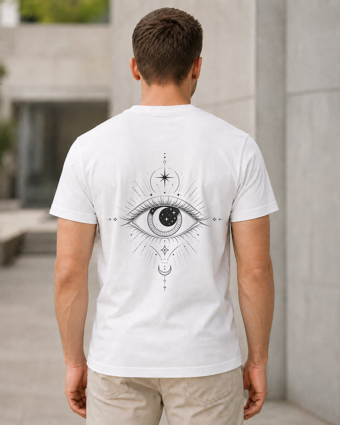 Mystic Eye T-Shirt – Bio-Baumwolle Shirt Weiss, Rückenprint