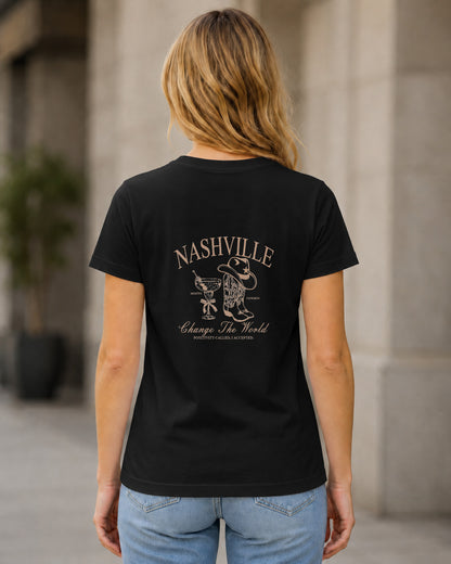 Nashville T-Shirt – Frauen Shirt Schwarz, Rückenprint