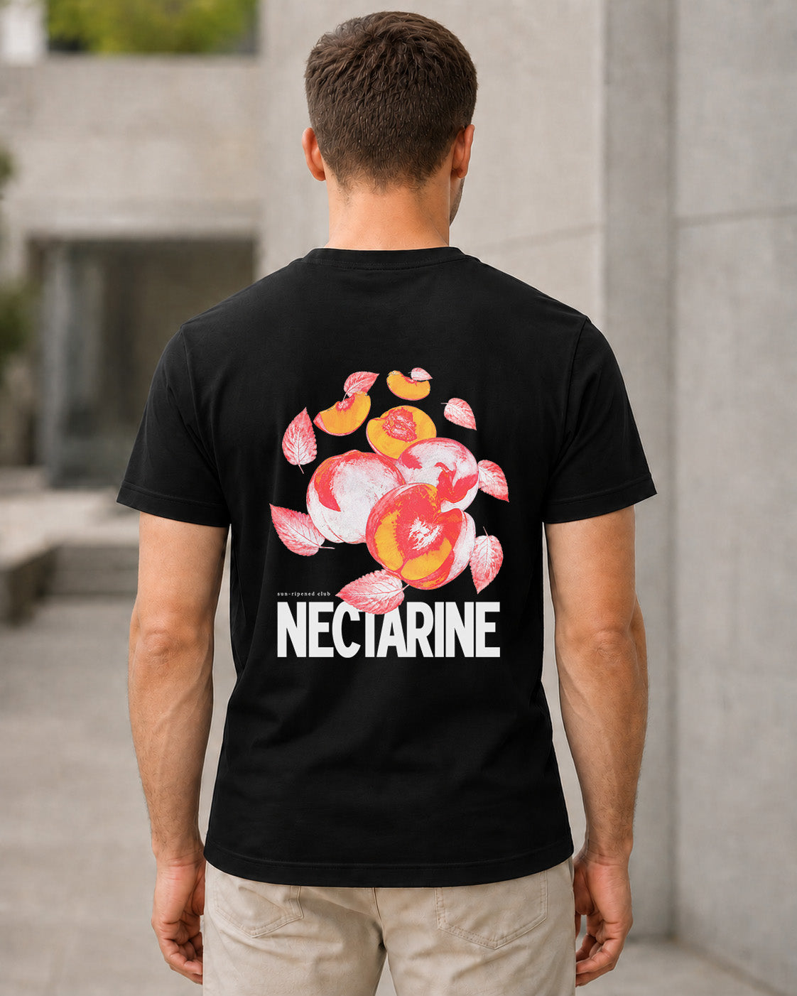 Nectarine T-Shirt – Bio-Baumwolle Shirt Schwarz, Rückenprint