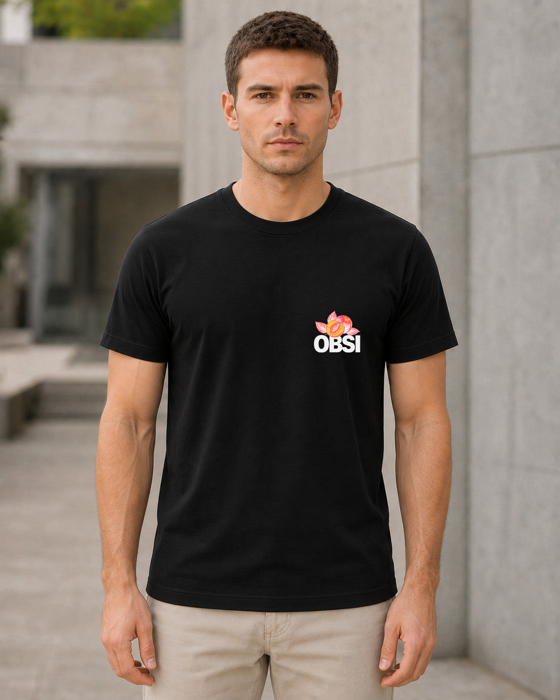 Nectarine T-Shirt – Bio-Baumwolle Shirt Schwarz, Frontansicht