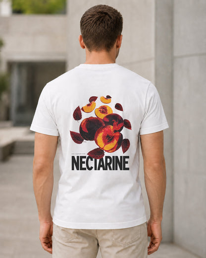Nectarine T-Shirt – Bio-Baumwolle Shirt Weiss, Rückenprint
