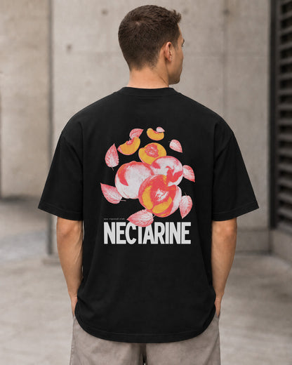 Nectarine T-Shirt – Heavyweight Oversize Shirt Schwarz, Rückenprint