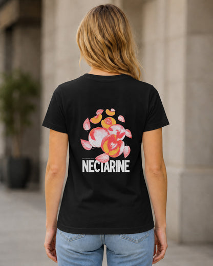 Nectarine T-Shirt – Frauen Shirt Schwarz, Rückenprint