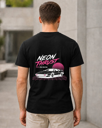 Neon Thrust T-Shirt – Bio-Baumwolle Shirt Schwarz, Rückenprint