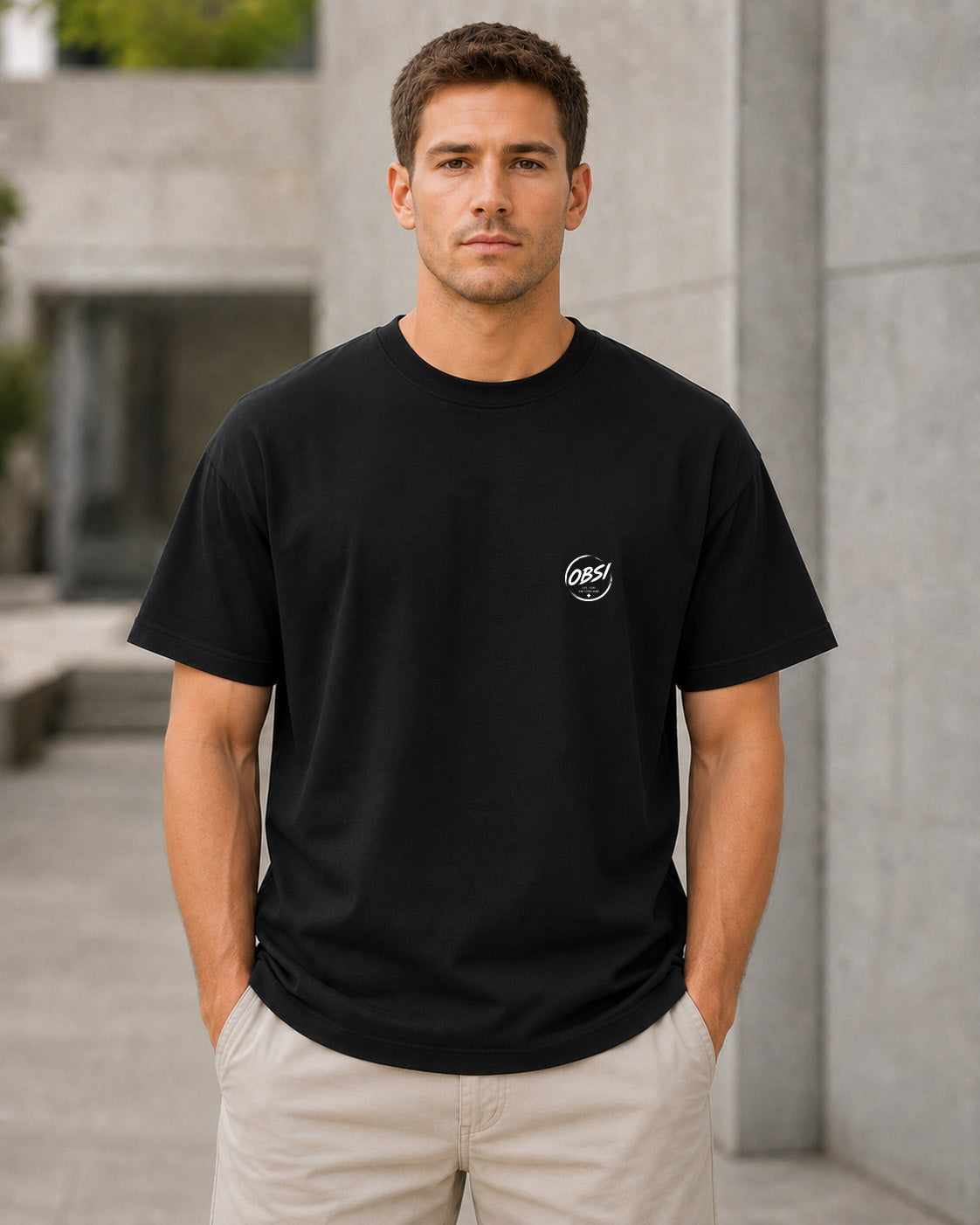 Neon Thrust T-Shirt – Heavyweight Oversize Shirt Schwarz, Frontansicht