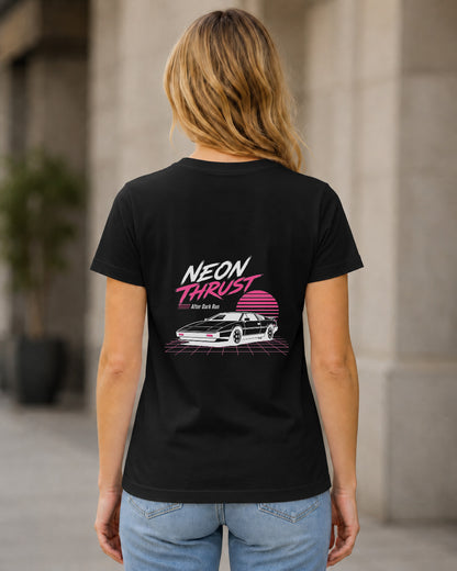 Neon Thrust T-Shirt – Frauen Shirt Schwarz, Rückenprint