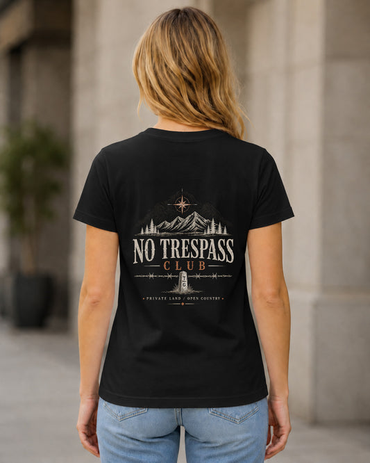 No Trespass Club T-Shirt – Frauen Shirt Schwarz, Rückenprint