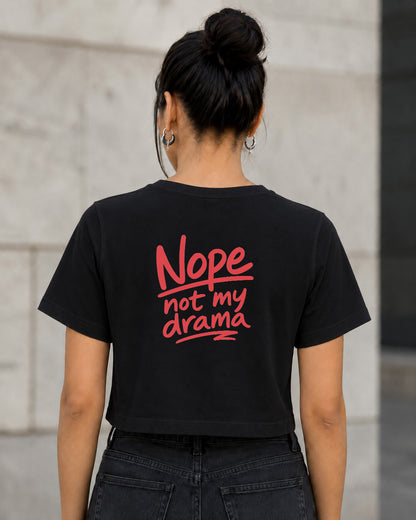 Nope T-Shirt – Frauen Crop Shirt Schwarz, Rückenprint