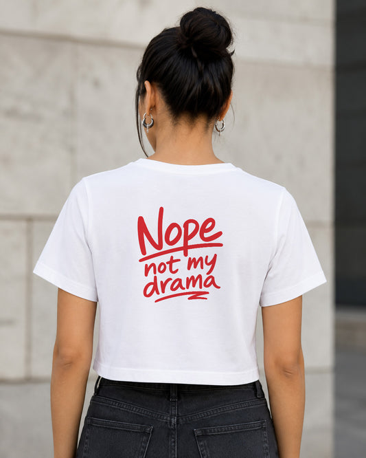 Nope T-Shirt – Frauen Crop Shirt Weiss, Rückenprint