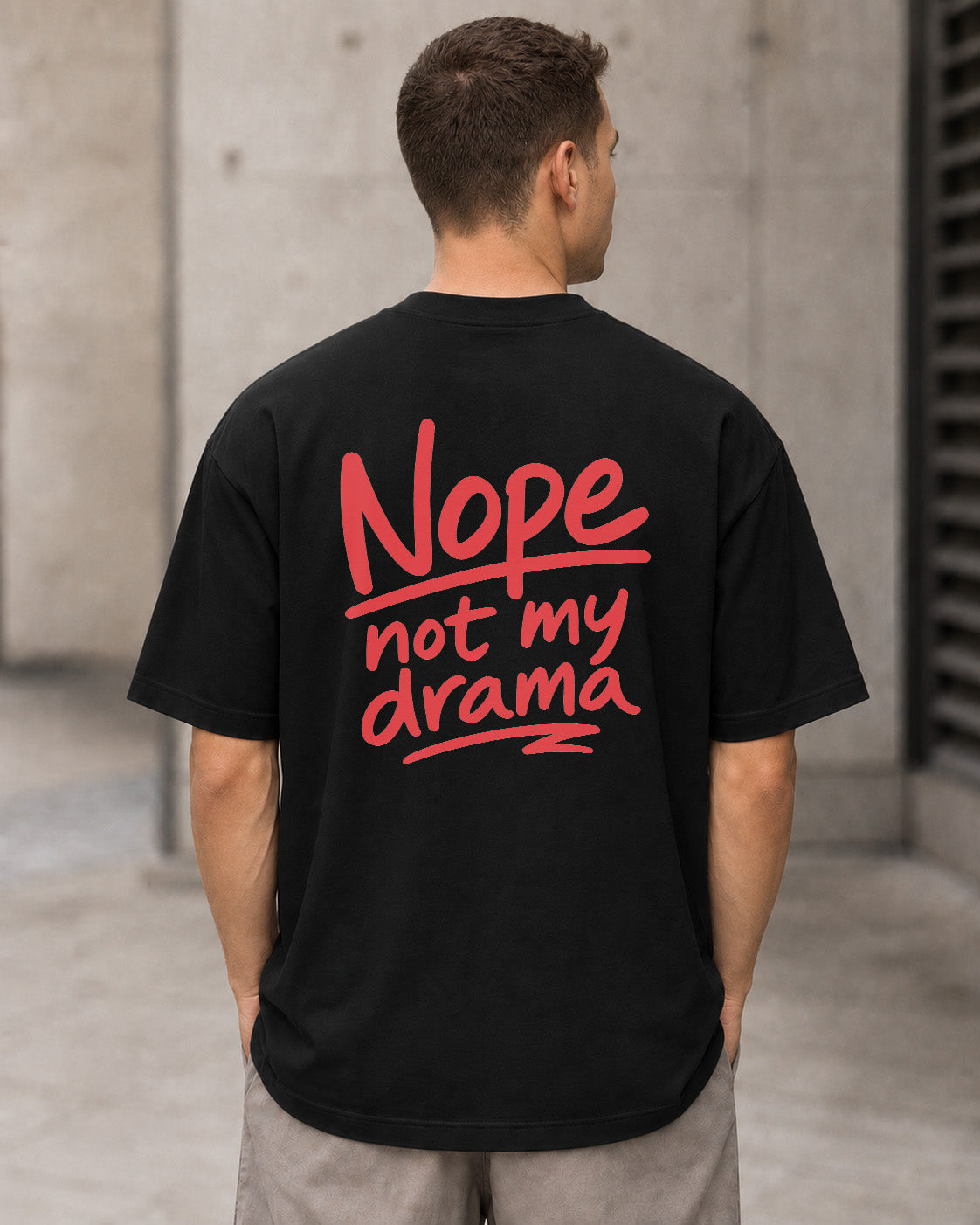Nope T-Shirt – Heavyweight Oversize Shirt Schwarz, Rückenprint
