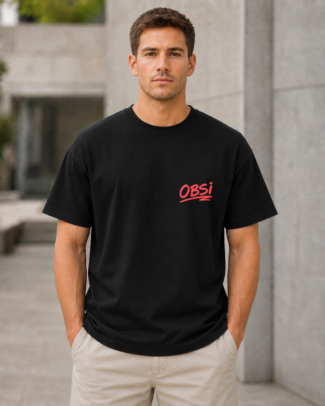 Nope T-Shirt – Heavyweight Oversize Shirt Schwarz, Frontansicht