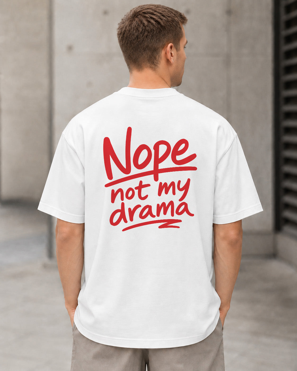 Nope T-Shirt – Heavyweight Oversize Shirt Weiss, Rückenprint