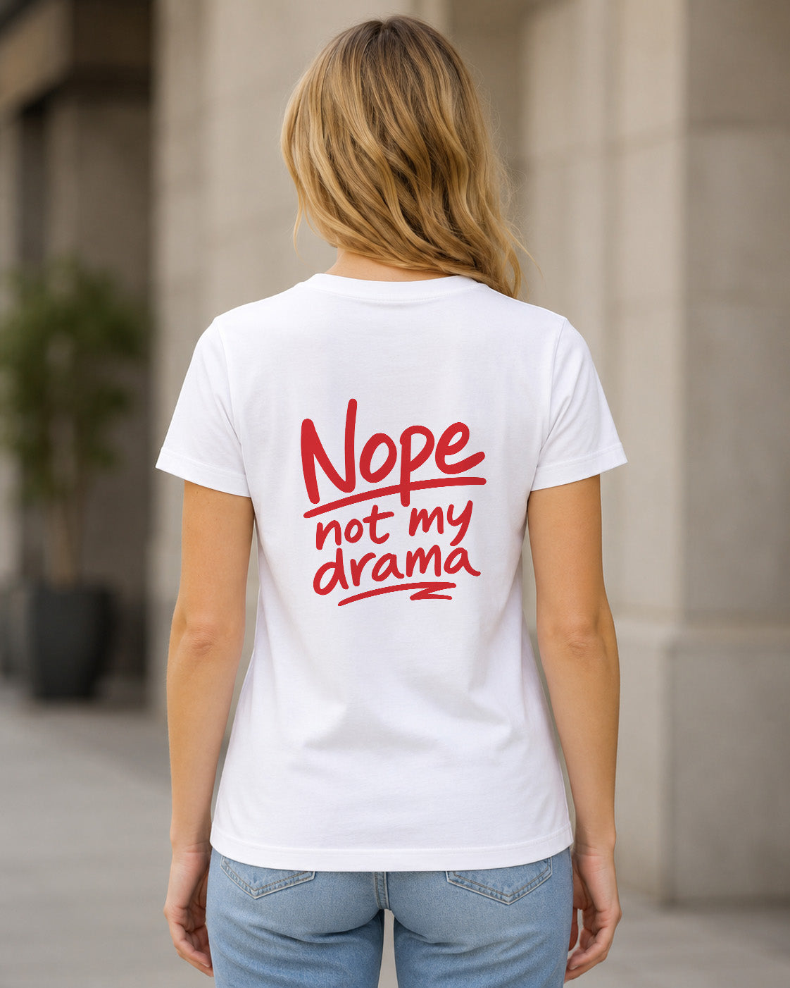 Nope T-Shirt – Frauen Shirt Weiss, Rückenprint