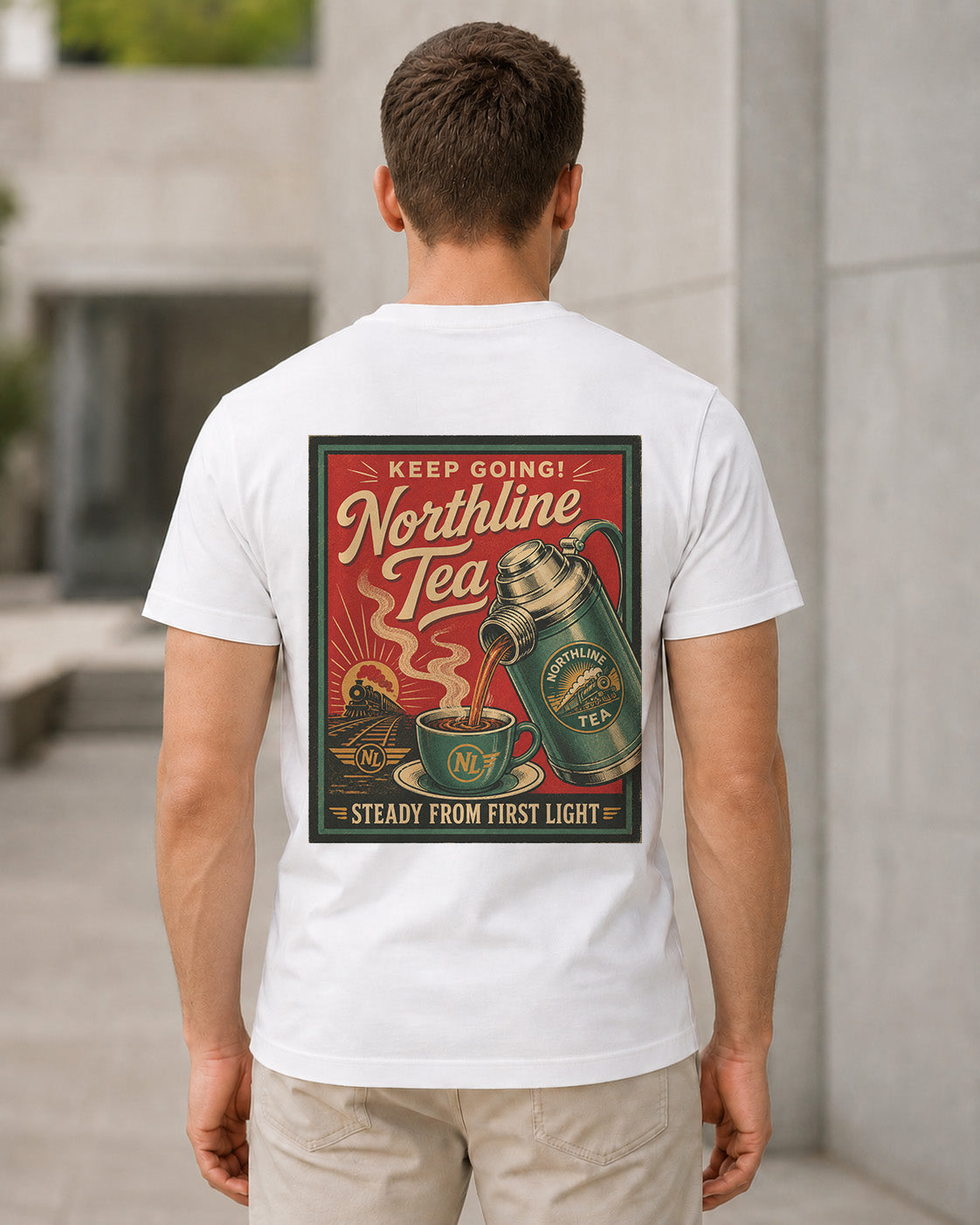 Northline Tea T-Shirt – Bio-Baumwolle Shirt Weiss, Rückenprint