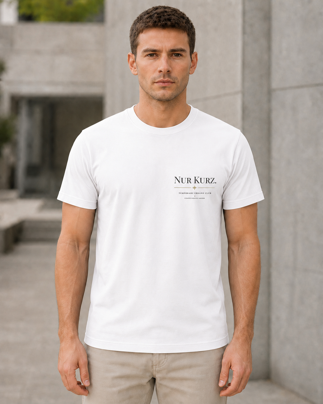 Nur Kurz T-Shirt – Bio-Baumwolle Shirt Weiss, Frontprint