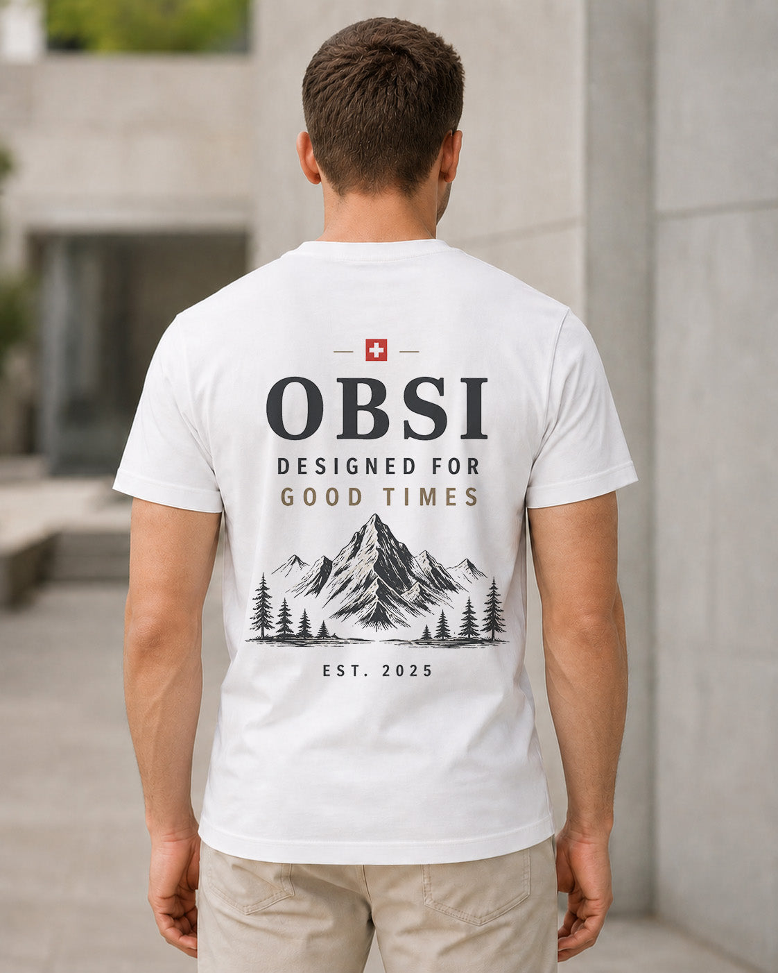 OBSI Est 2025 T-Shirt – Bio-Baumwolle Shirt Weiss, Rückenprint