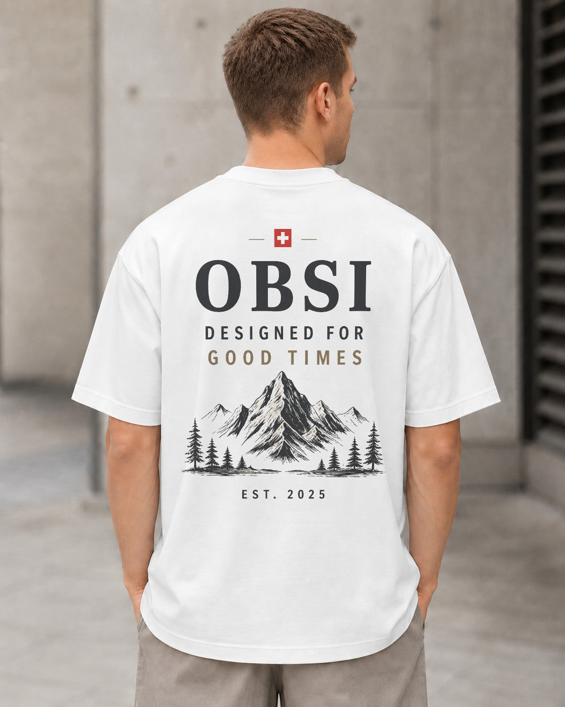 OBSI Est 2025 T-Shirt – Heavyweight Oversize Shirt Weiss, Rückenprint