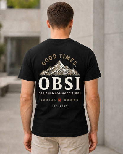 OBSI Good Times Peak T-Shirt – Bio-Baumwolle Shirt Schwarz, Rückenprint